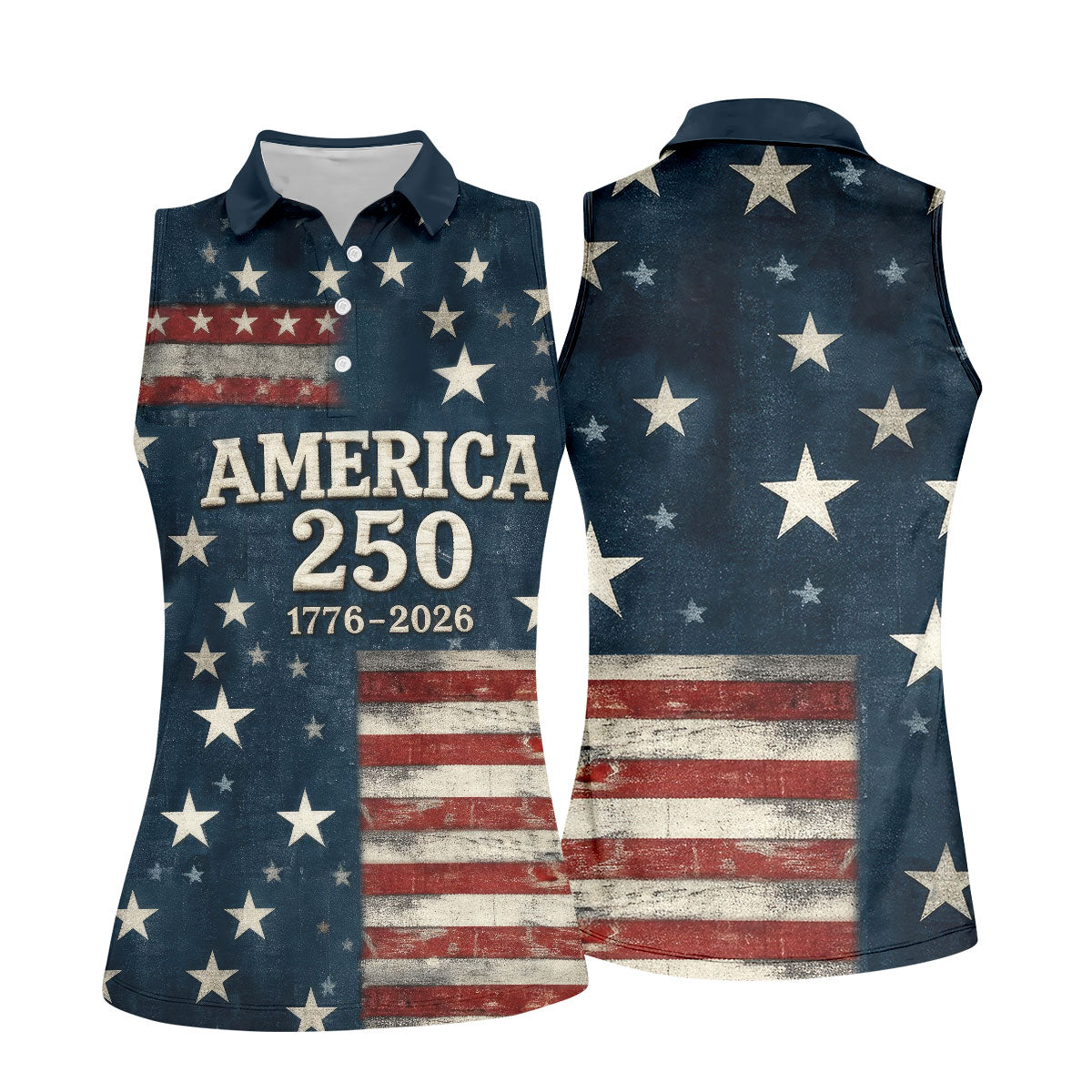 US America 250 Year Anniversary Veterans Day Golf Shirt, Patriotic 4th Of July Golf Shirt For Women