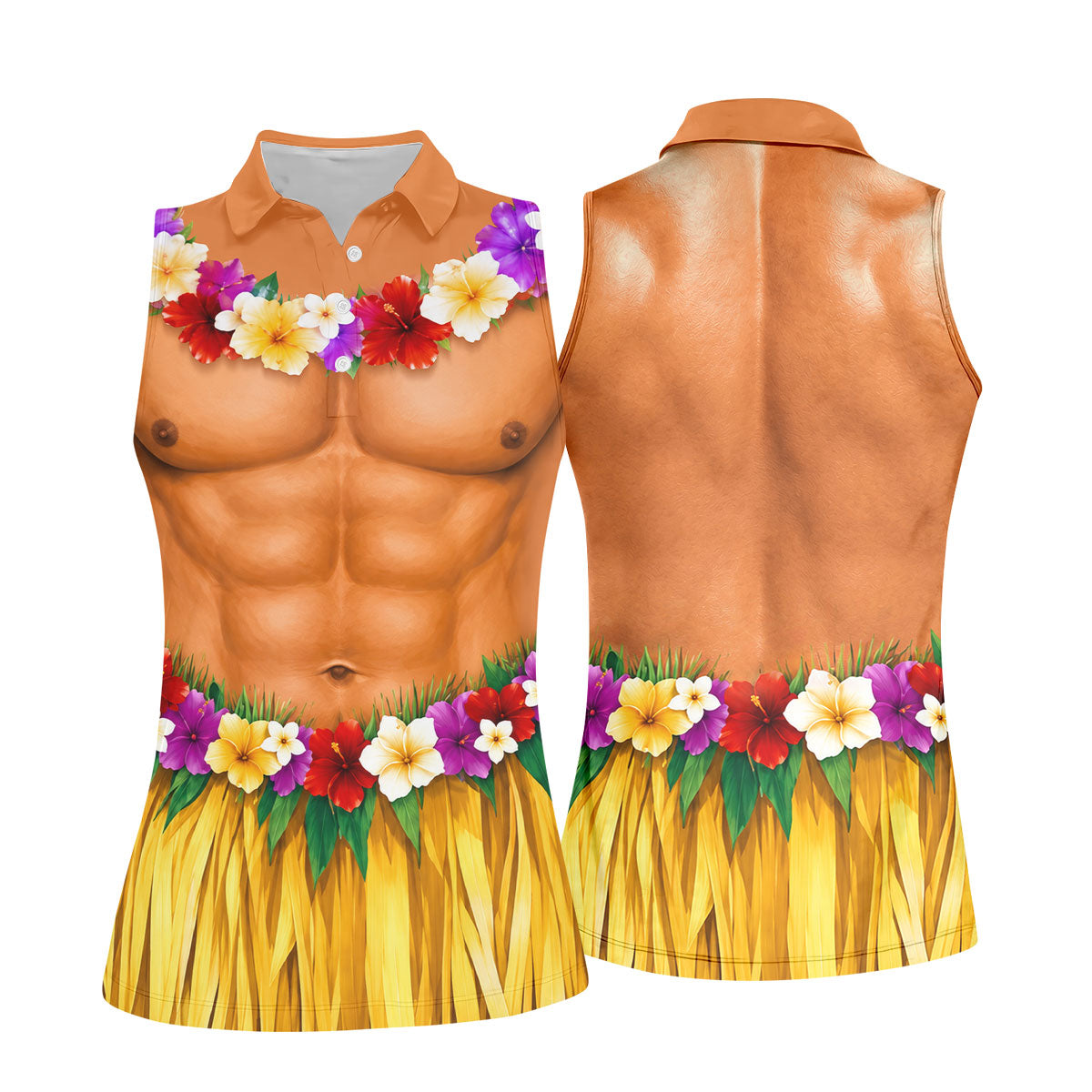 Funny Beach Body Golf Shirt, Hawaiian Luau Women's Golf Polo, Polo Shirts For Women