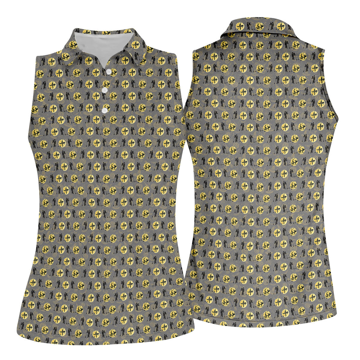 Halloween Horror Character Golf Pattern Polo Shirt, Ladies Golf Shirt, Golf Tops For Women