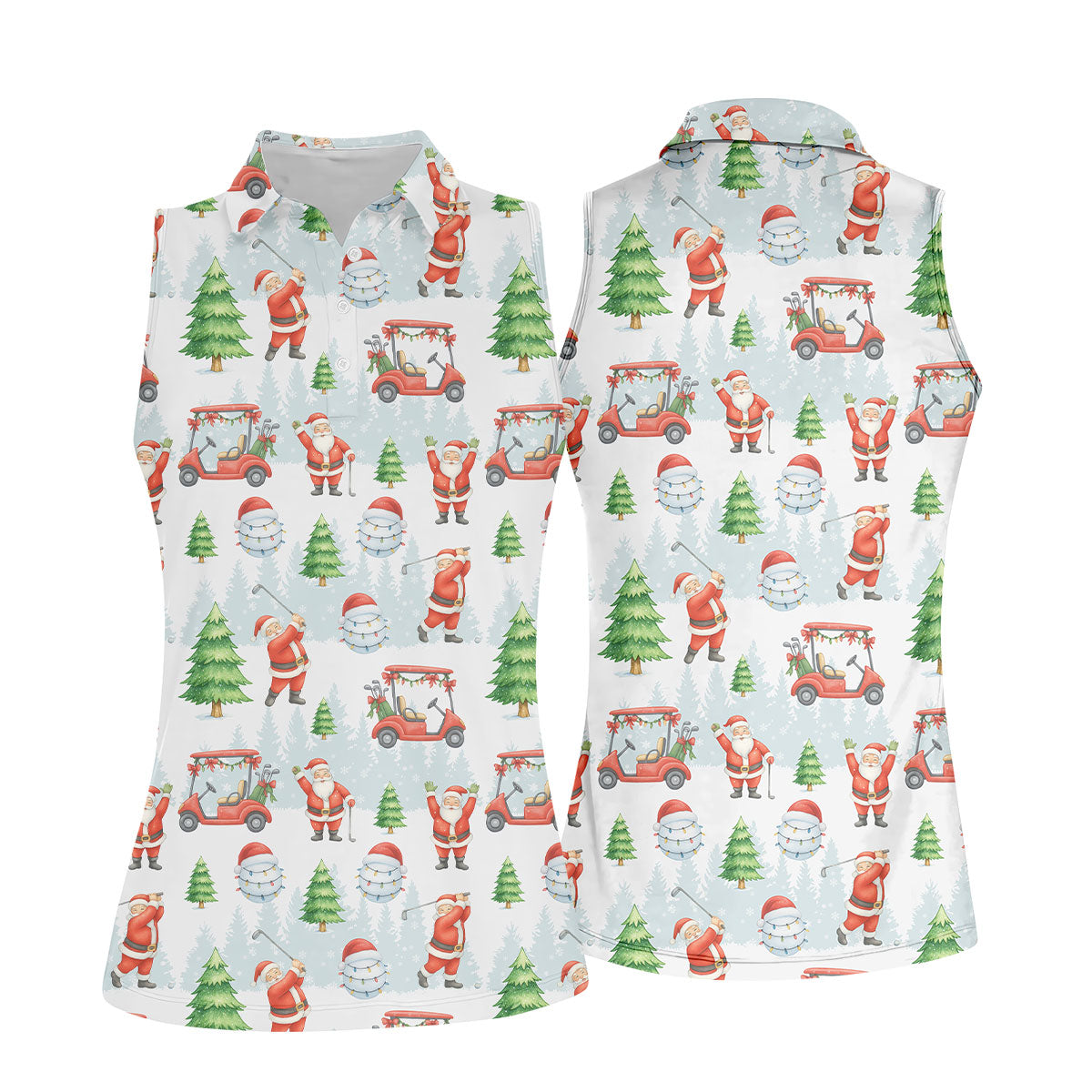 Santa Claus Golf Pose Funny Golf Shirts Women, Christmas Golf Shirt, White Polo Women, Christmas Golf Gift