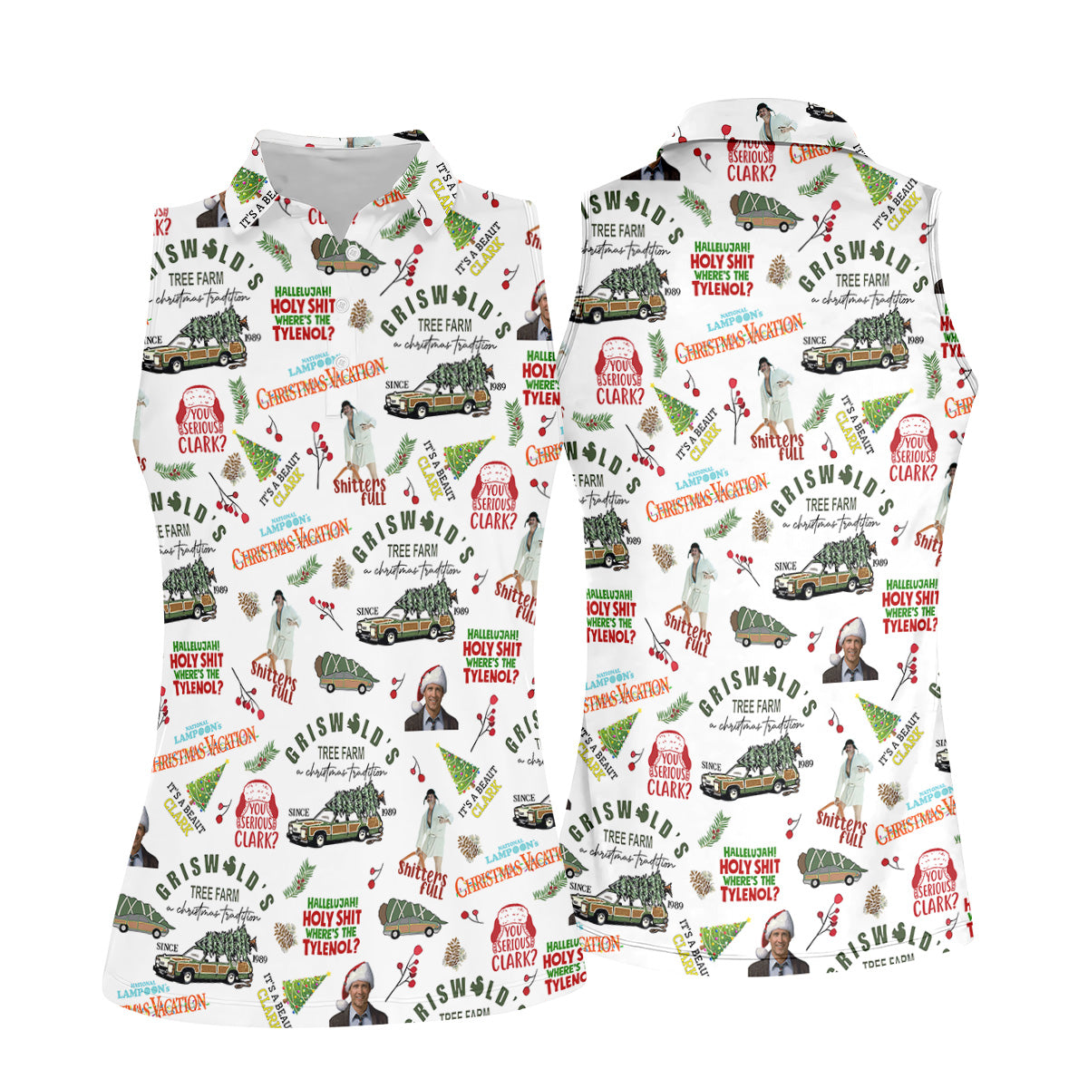 Tree Farm Christmas Golf Shirt, White Polo Women, Fun Women's Golf Shirts, Ladies Golf Polos
