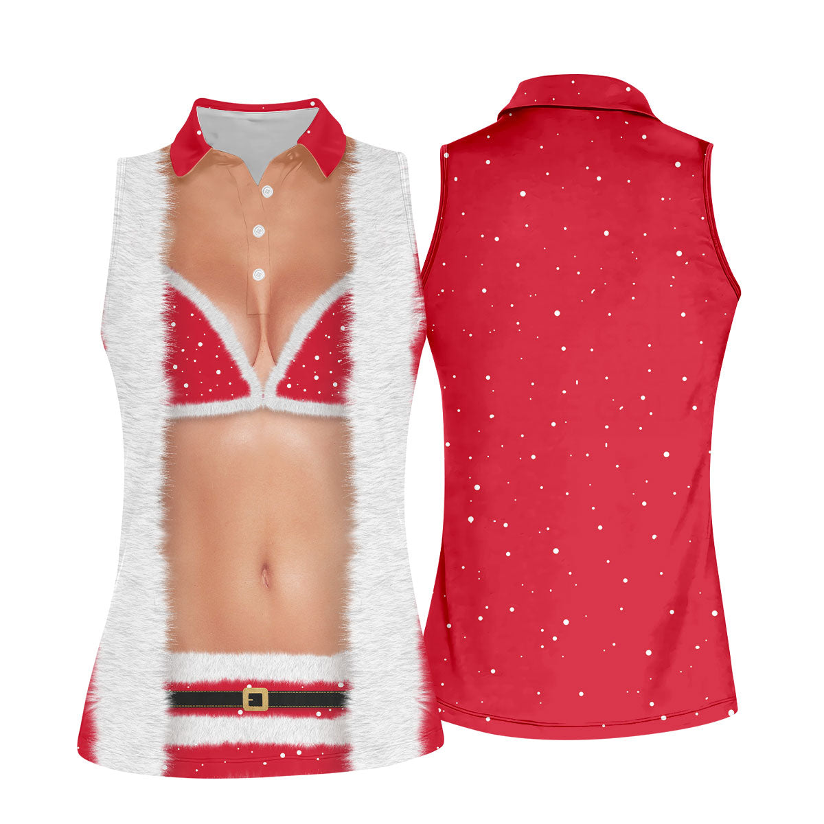 Funny Santa Women Cosplay Christmas Golf Shirt, Fun Women's Golf Shirts, Ladies Golf Tops