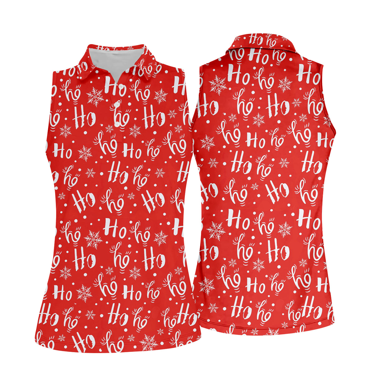 Ho Ho Ho Red Christmas Ladies Golf Tops, Fun Women's Golf Shirts, Christmas Golf Shirt, Golf Shirt For Women