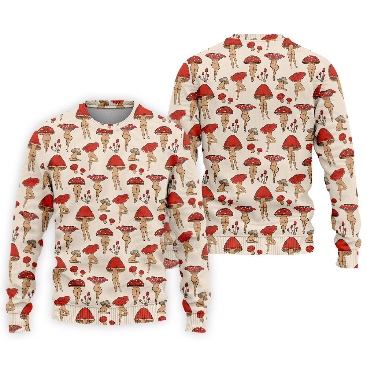 Vintage Mushroom Pin Up Pattern Hawaiian Golf Shirt, Mens Golf Shirts, Golf Apparel For Men