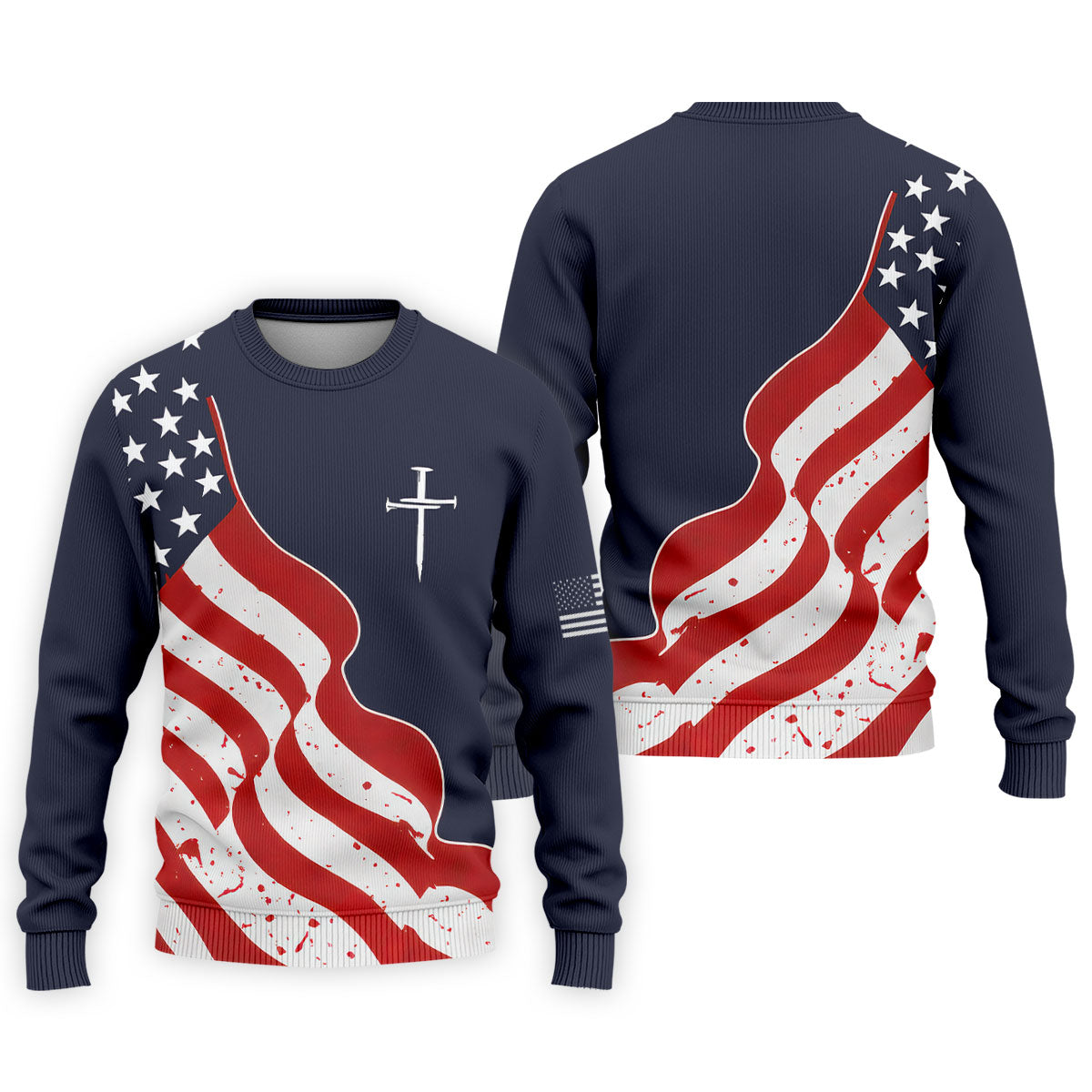 Faith Cross America 250th Anniversary 4th Of July Shirt, Patriotic Navy Golf Shirts For Men