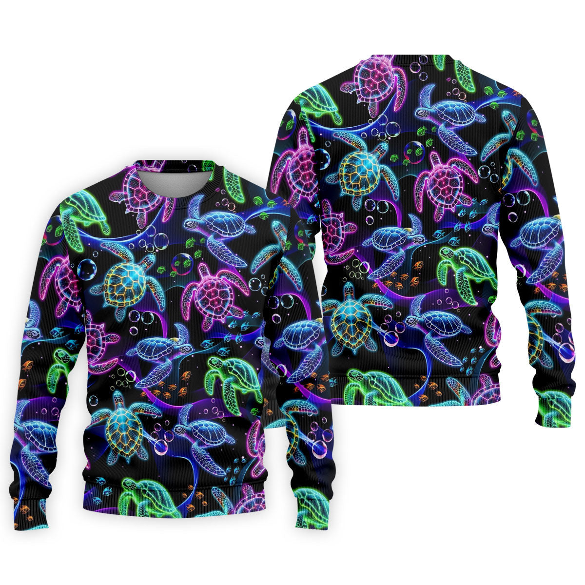 Neon Sea Turtle Ocean Pattern Hawaiian Golf Polo Shirt, Mens Golf Polo, Printed Golf Shirts