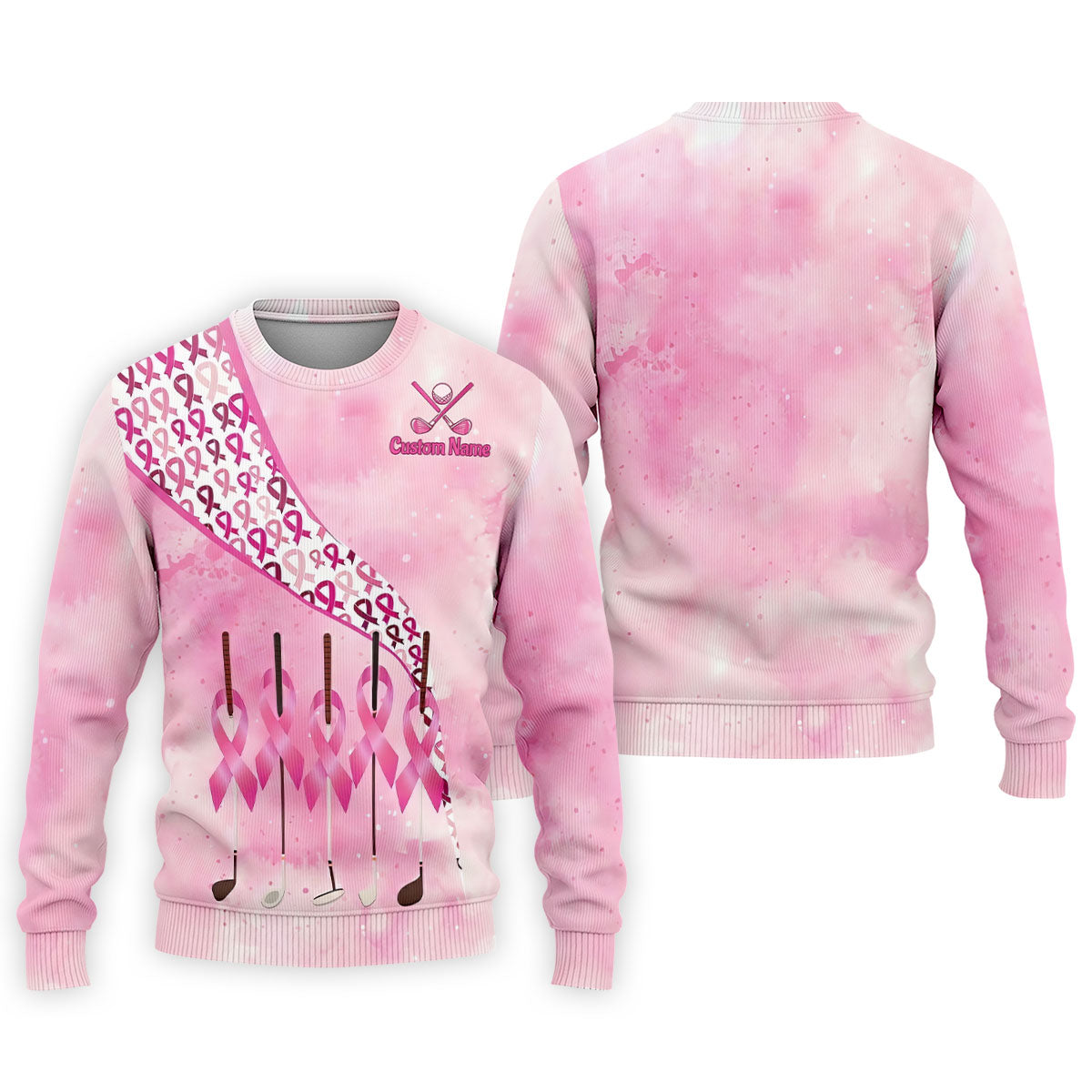 Custom Golf Club Breast Cancer Ribbon Polo Shirt, Mens Golf Shirts, Polo Shirts For Men