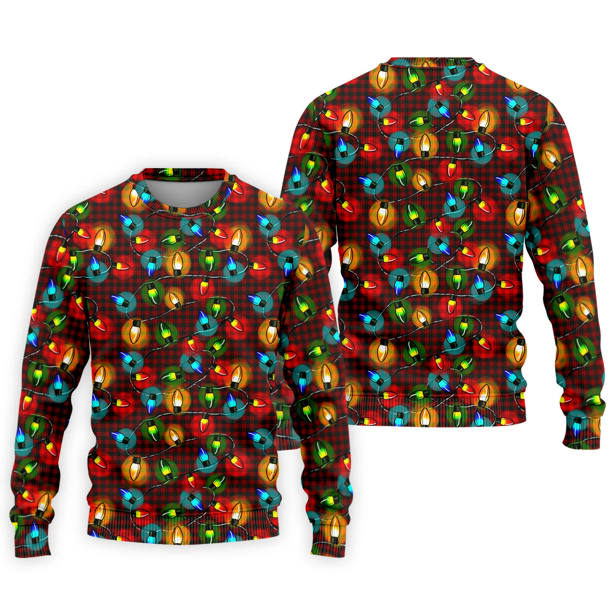 Colorful Christmas Light Plaid Men's Golf Polo Shirts, Christmas Golf Shirt, Polo Shirts For Men