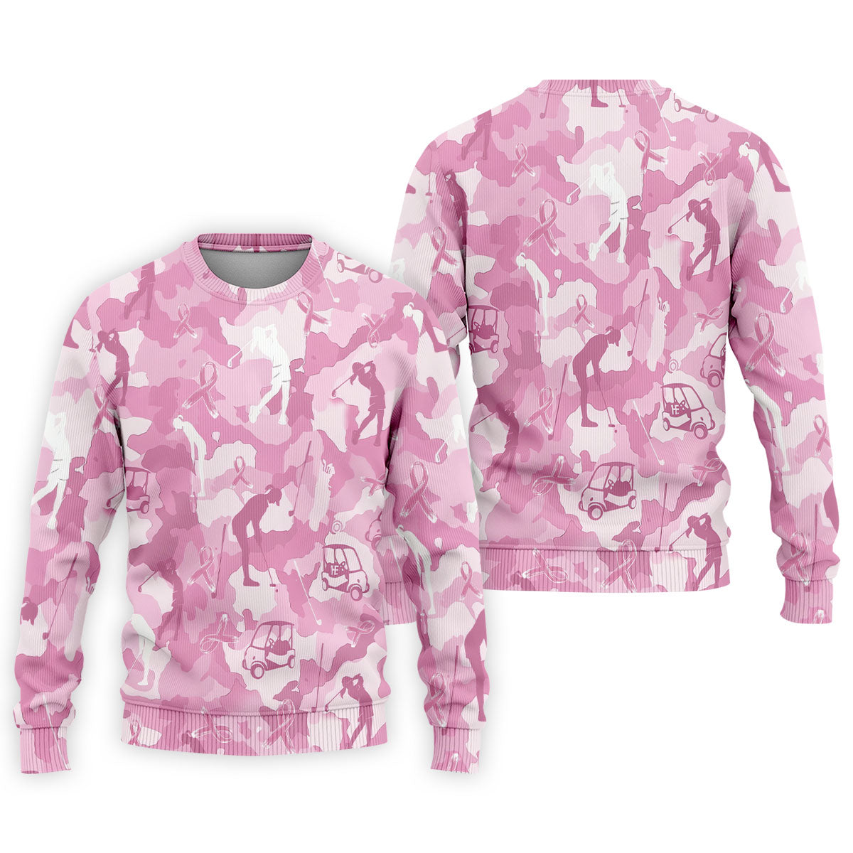 Pink Camo Golfer Breast Cancer Ribbon Polo Shirt, Golf Shirts For Men, Mens Golf Apparel
