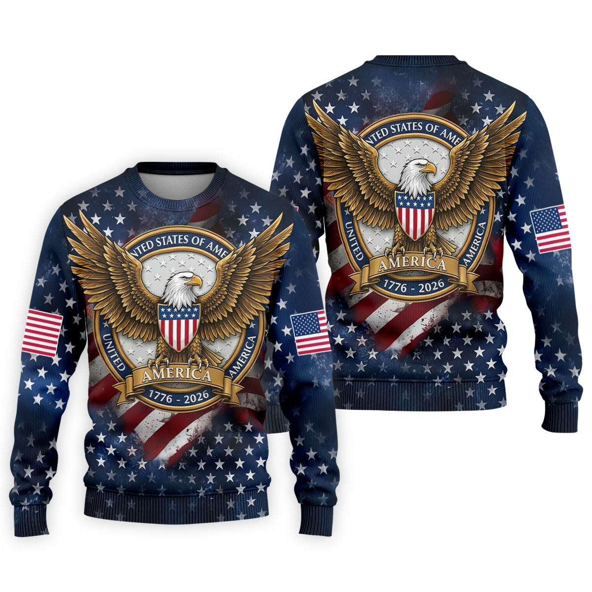 250th Anniversary USA Bald Eagle Distressed Golf Shirt, Patriotic 4th Of July Golf Shirts For Men