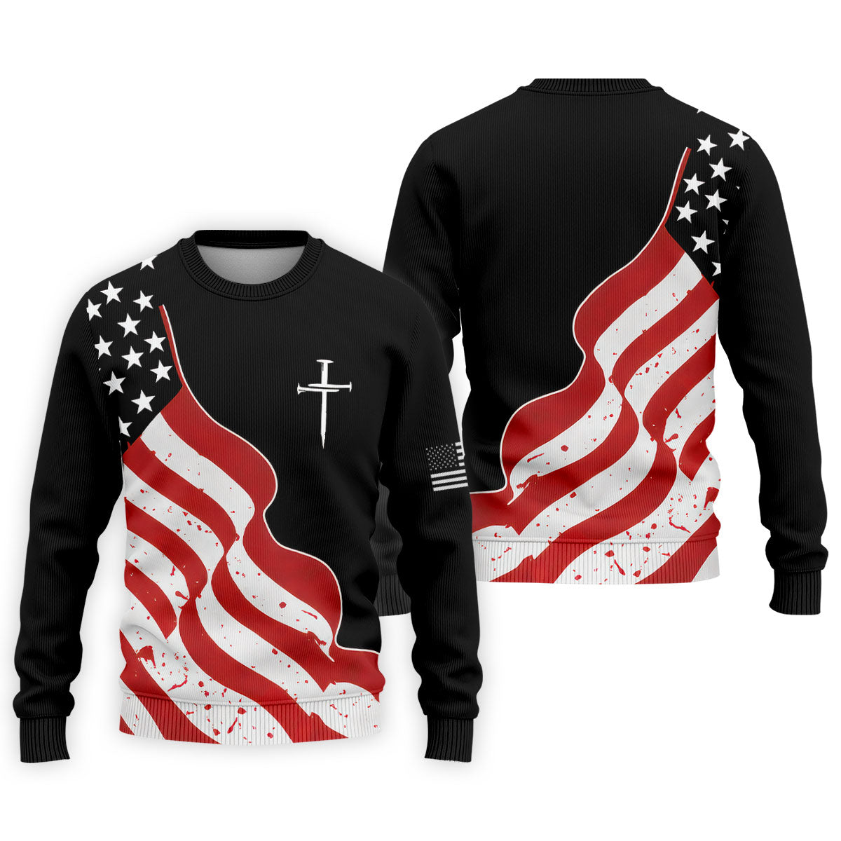 Faith Cross America 250th Anniversary 4th Of July Shirt, Patriotic Black Golf Shirts For Men