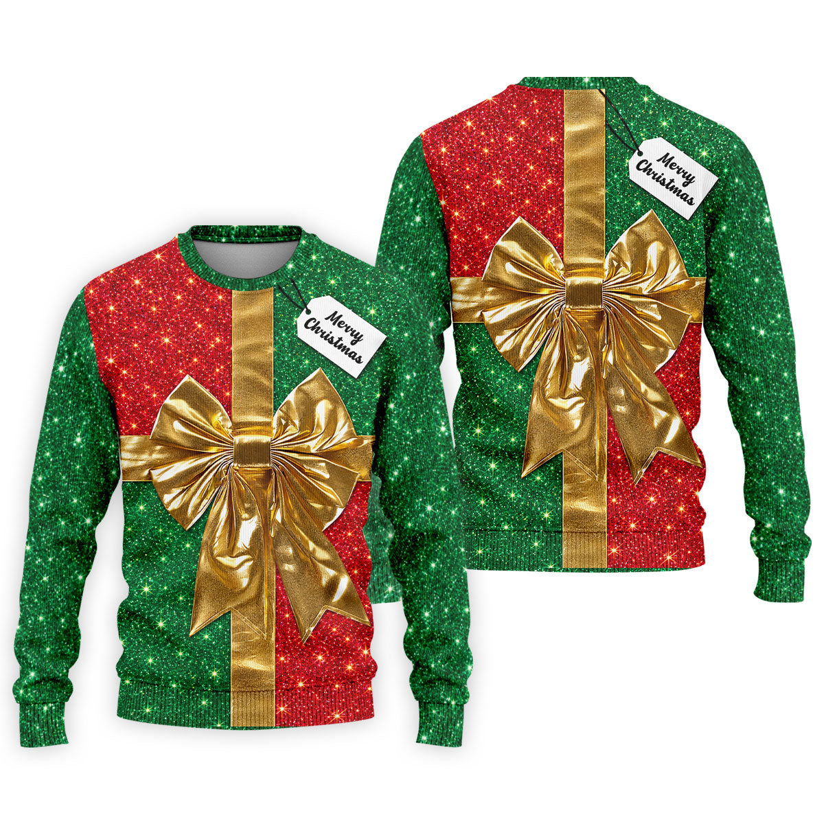 Merry Christmas Golden Gift Bow Golf Polo Shirt, Mens Golf Shirts, Polo Shirts For Men