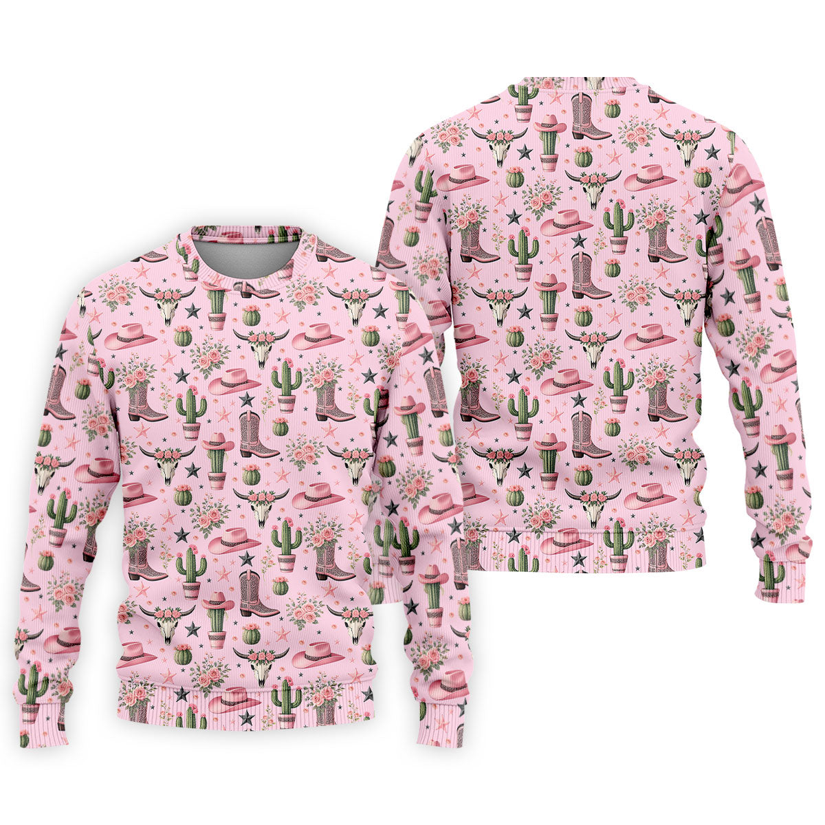 Pink Western Boots Roses Cactus Pattern Hawaiian Golf Shirt, Printed Golf Shirts, Mens Golf Apparel
