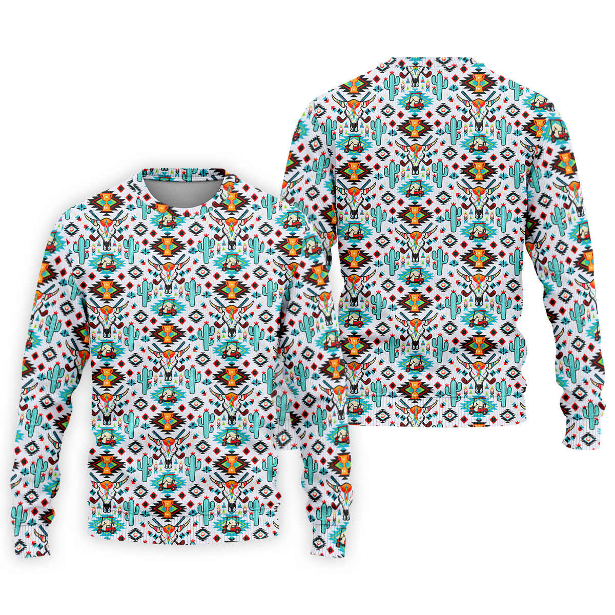 Southwestern Golf Pattern Polo Shirt, Golf Polo Shirts For Men, Mens Golf Apparel