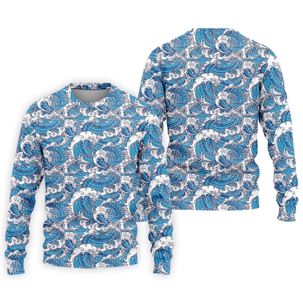 Blue Ocean Wave Pattern Golf Shirt, Hawaiian Golf Shirt, Mens Golf Shirts, Golf Apparel For Men