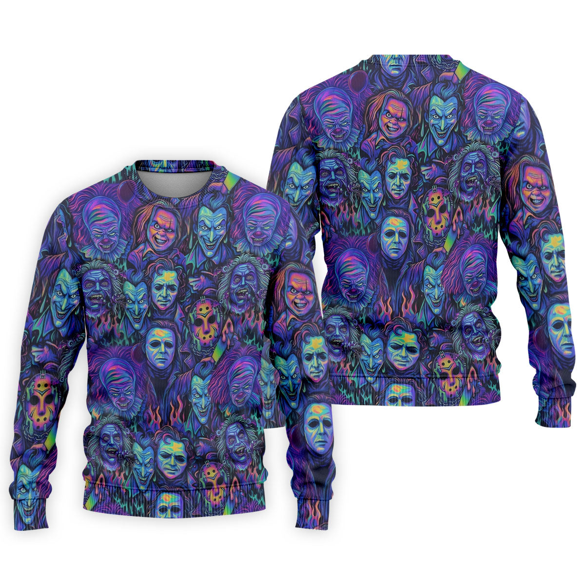 Neon Horror Character Villains Halloween Golf Shirt, Mens Golf Polo, Golf Apparel For Men