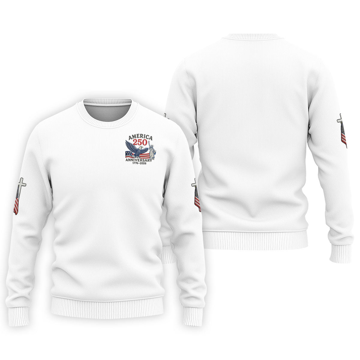 Faith Cross Bald Eagle America 250 Anniversary Patriotic Golf Shirt, Golf Shirts For Men