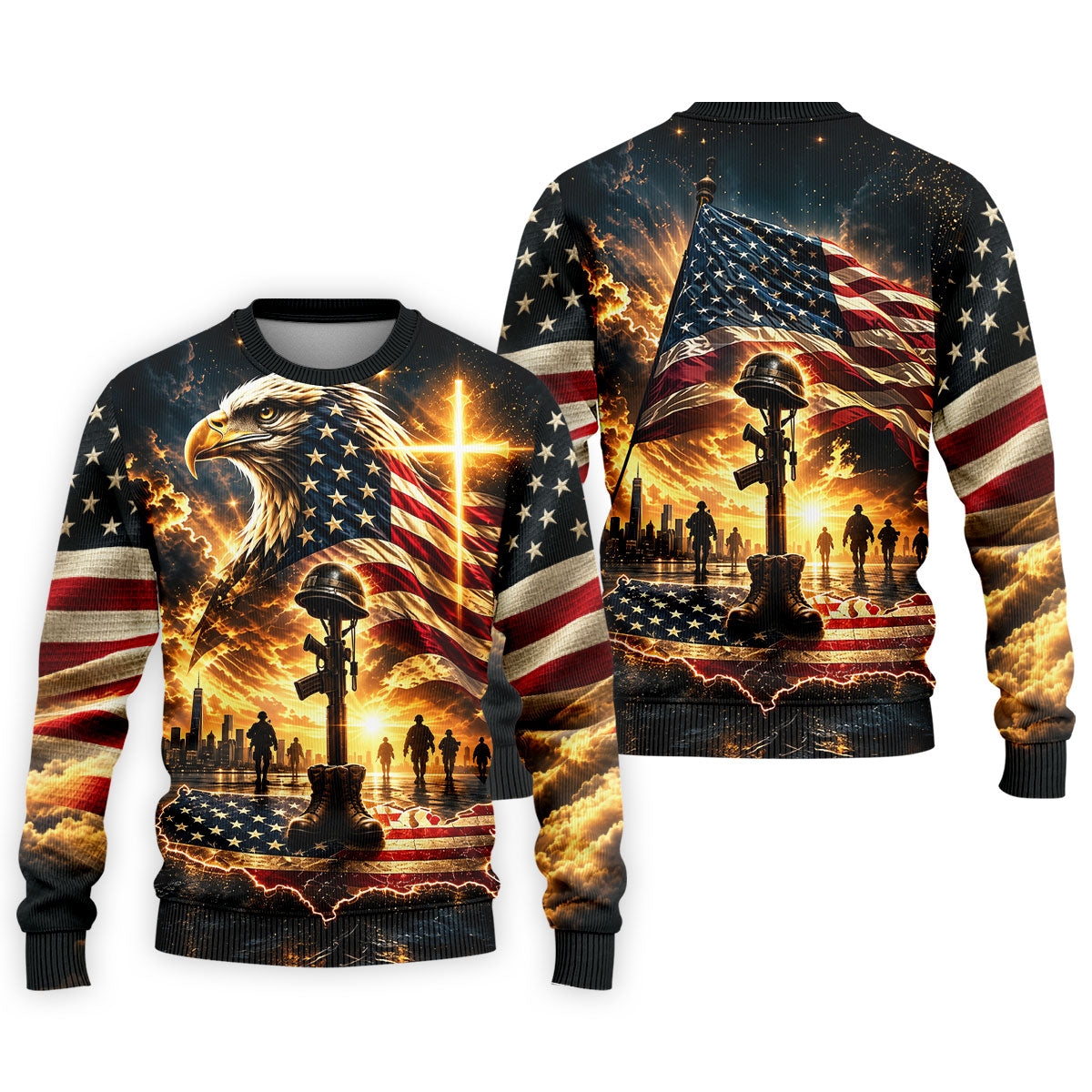Eagle Cross Soldier Memorial Golf Polo Shirt, Veterans Day Shirt, Mens Golf Shirts