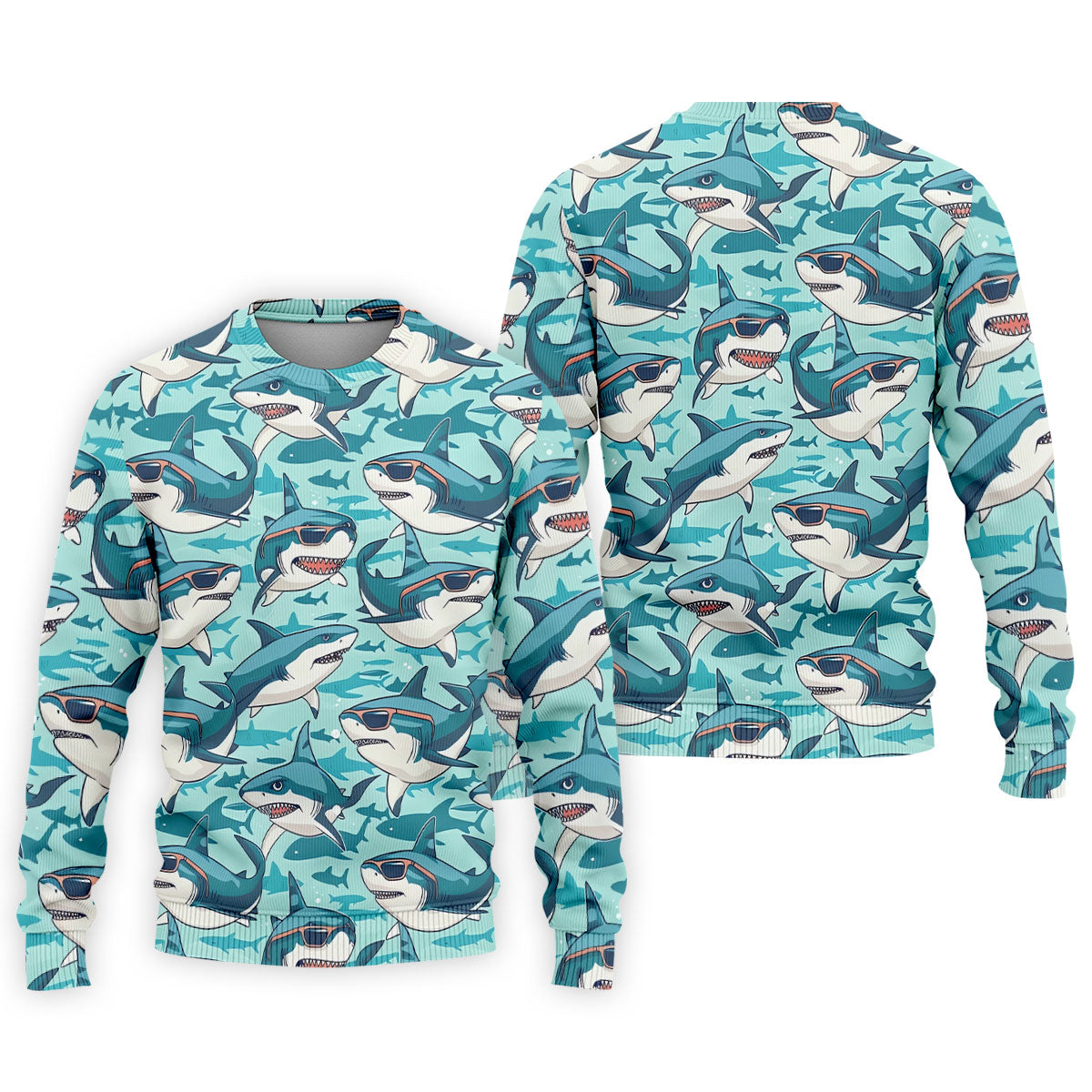 Animated Shark Hawaiian Golf Shirt, Men's Funny Golf Shirts, Golf Shirts For Men