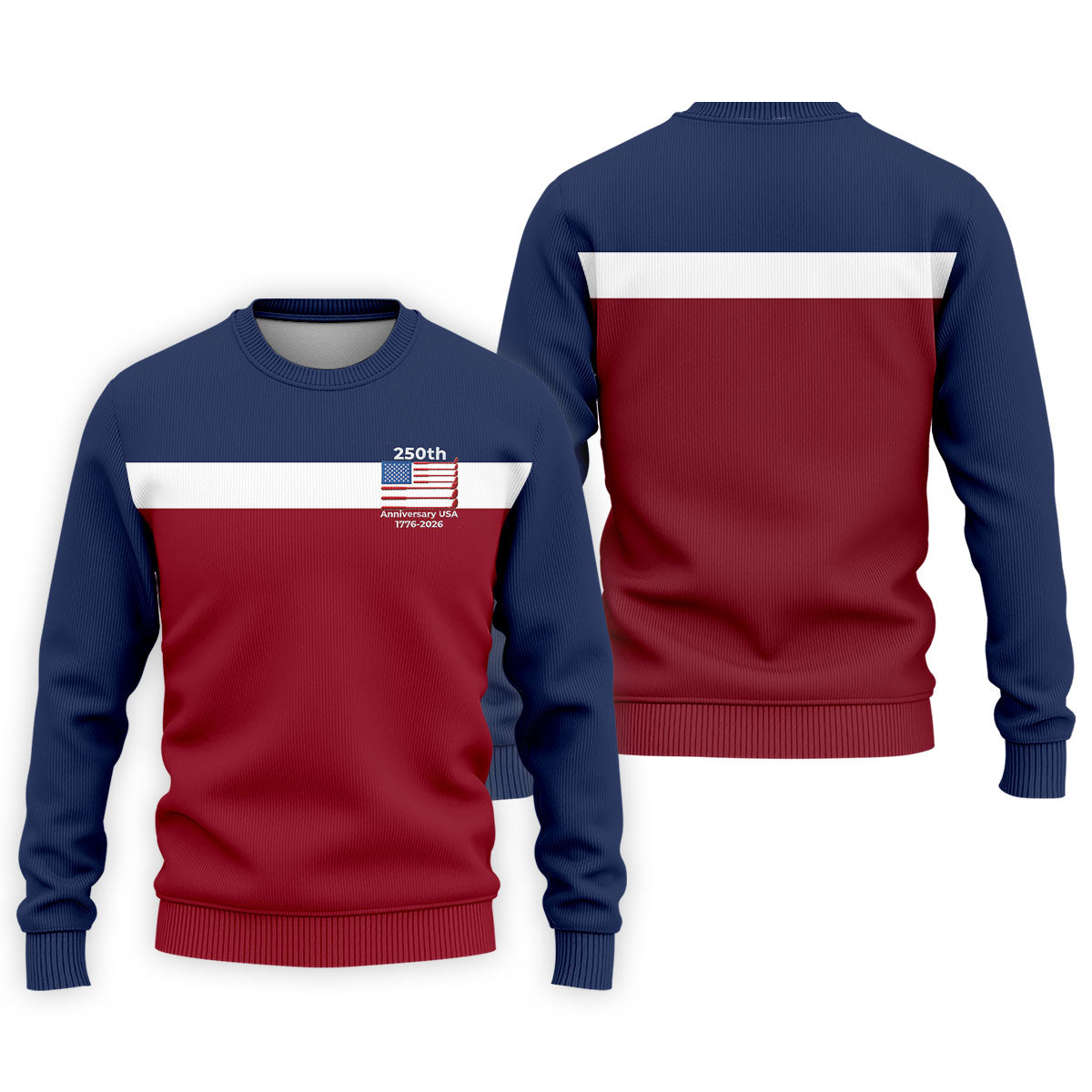 250th Anniversary USA 1776-2026 Red White Blue Printed Golf Tops For Men, 4th Of July Golf Shirts For Men