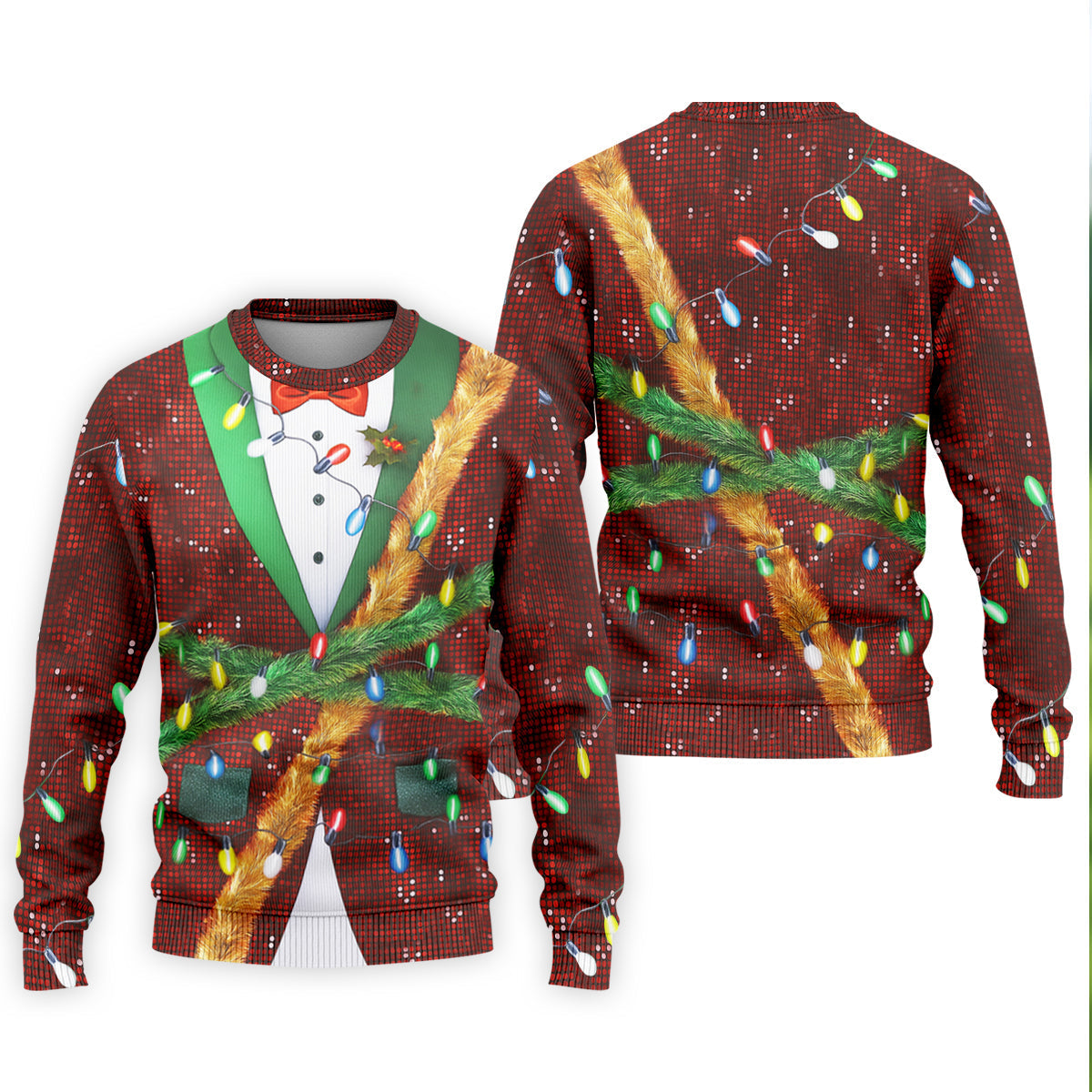 Christmas Lights Disco Ball Pattern Men's Golf Polo Shirts, Christmas Golf Shirt, Golf Gift For Men