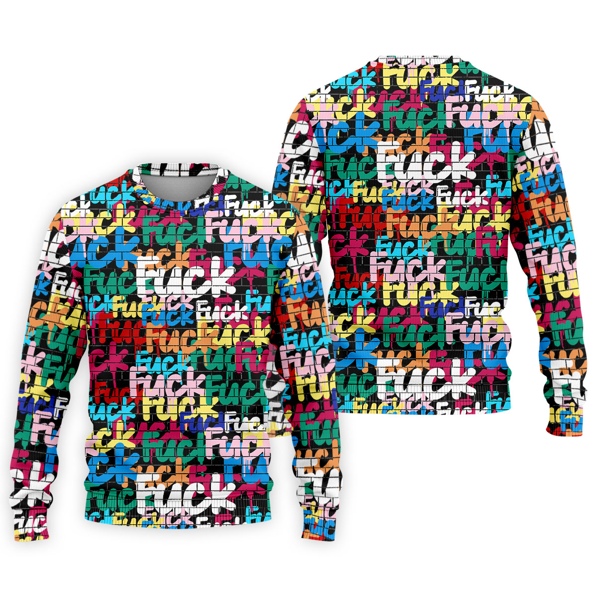 Bold Colorful Fuck Graffiti Typography Golf Shirt, Men's Golf Shirt, Golf Apparel For Men