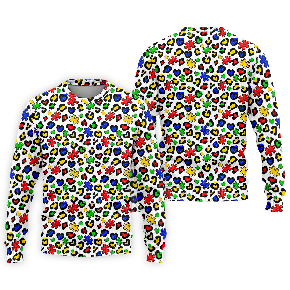 Autism Awareness Color Leopard Pattern White Golf Shirt, Golf Tops For Men, Polo Shirts For Men, Golf Shirts For Men