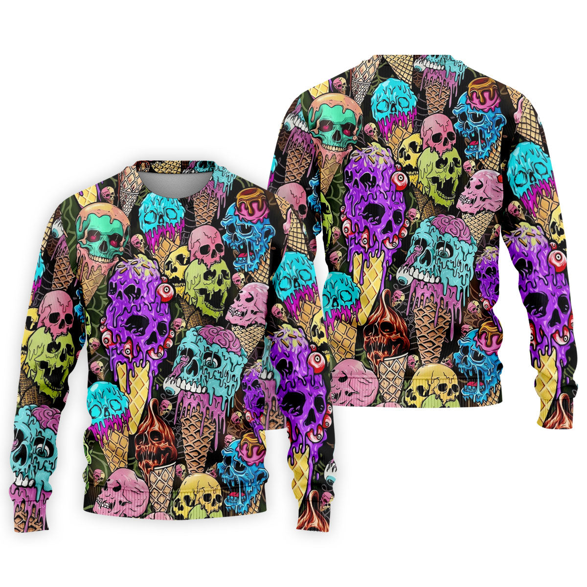 Melting Skull Ice Cream Halloween Golf Shirt, Golf Apparel For Men, Mens Golf Shirts