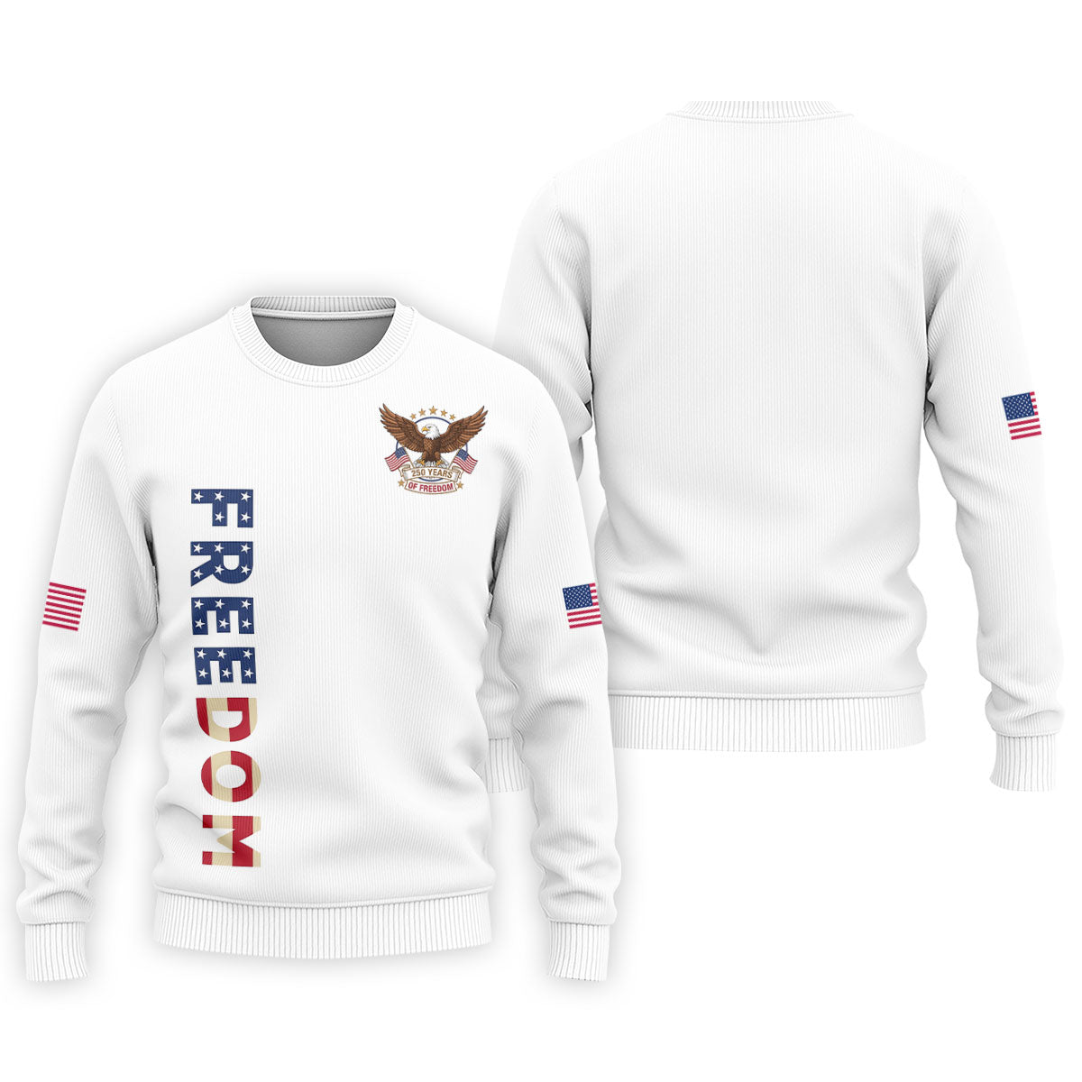 250 Years Of Freedom US Flag Logo White Golf Shirt, Patriotic 4th Of July Golf Shirts For Men