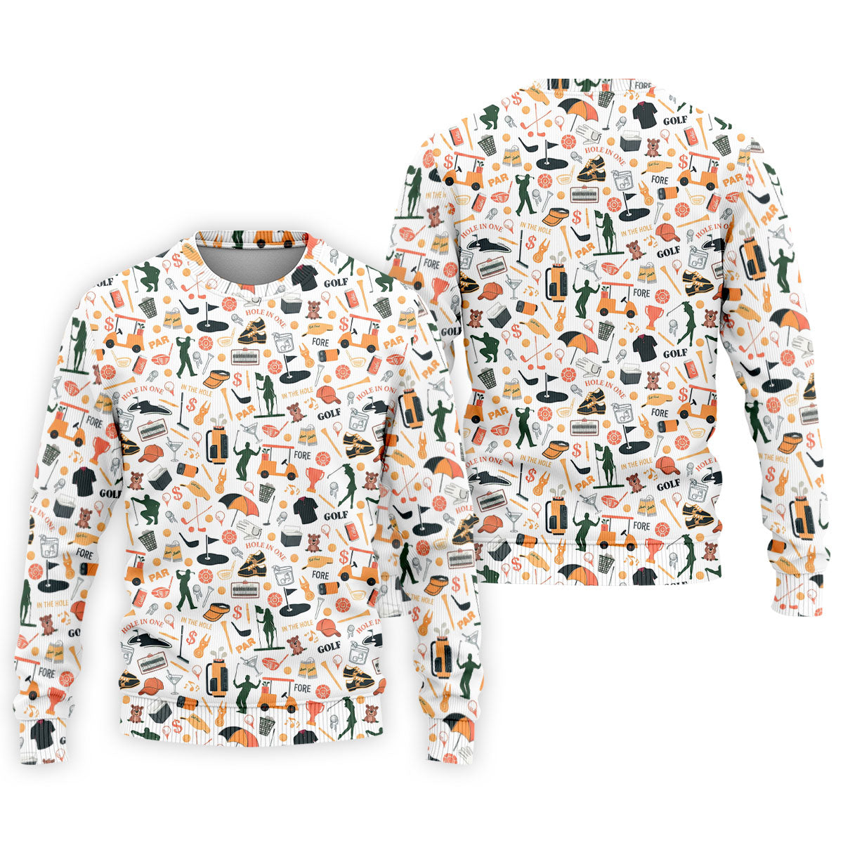 Golf Equipment Cart Ball Pattern Polo Shirt, Mens Golf Polo, Printed Golf Shirts