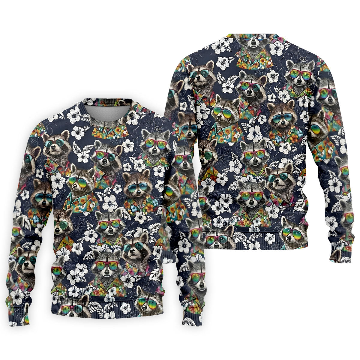 Raccoon Sunglasses Floral Tropical Hawaiian Shirt, Shirt For Men, Tropical Button Up Shirt