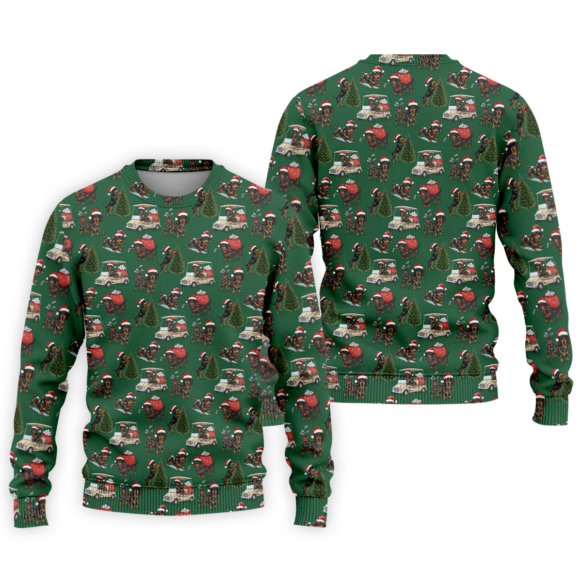 Dachshund Christmas Green Golf Shirt, Christmas Golf Shirt, Golf Tops For Men, Polo Shirts For Men