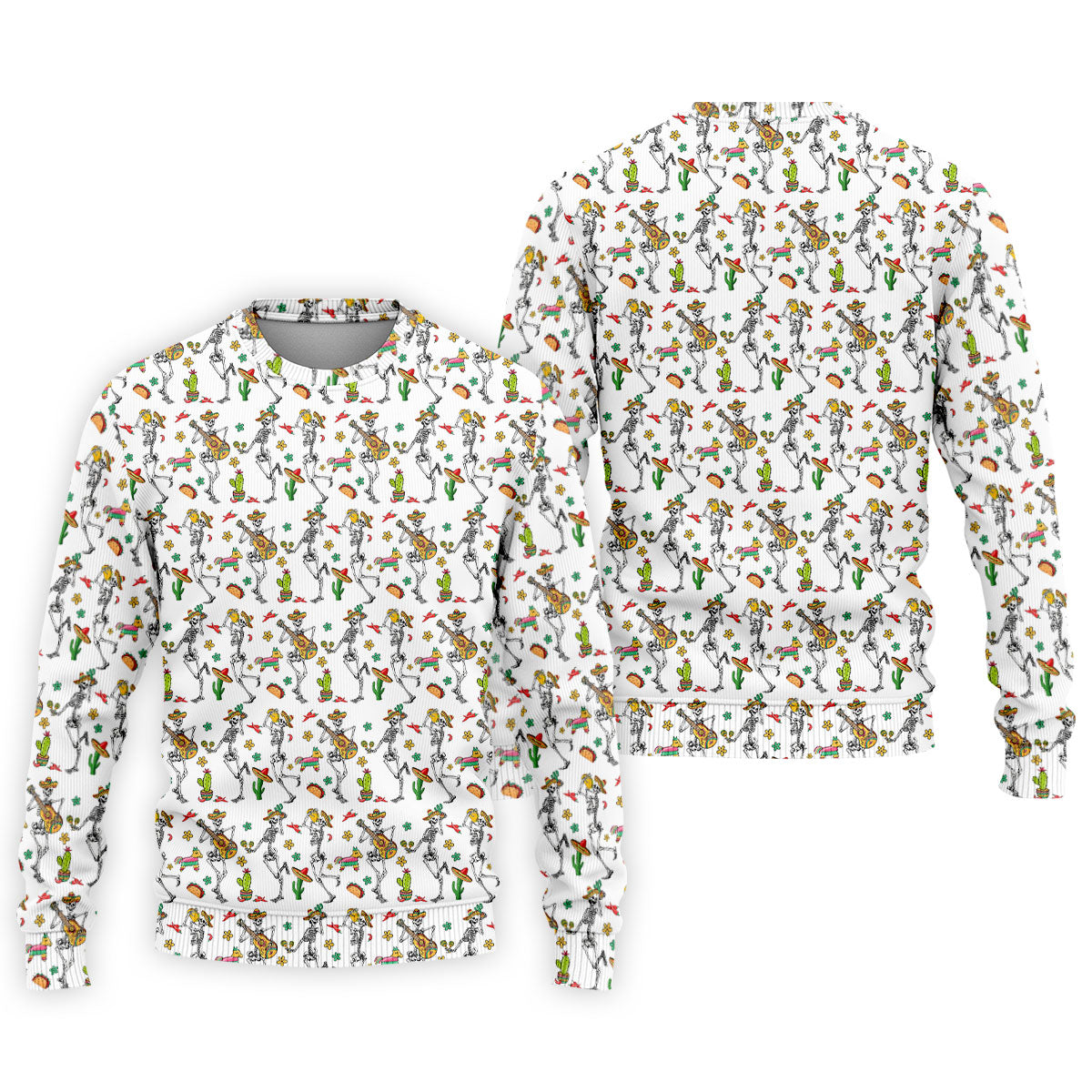 Dia De Muertos Skeletons Cinco De Mayo Celebration Fiesta Themed White Golf Shirts For Men