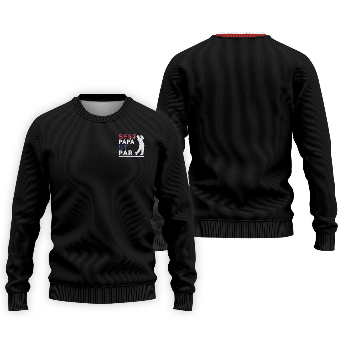 Black Best Papa By Par Embroidered Golf Polo Shirt, Mens Golf Apparel, Mens Golf Polo
