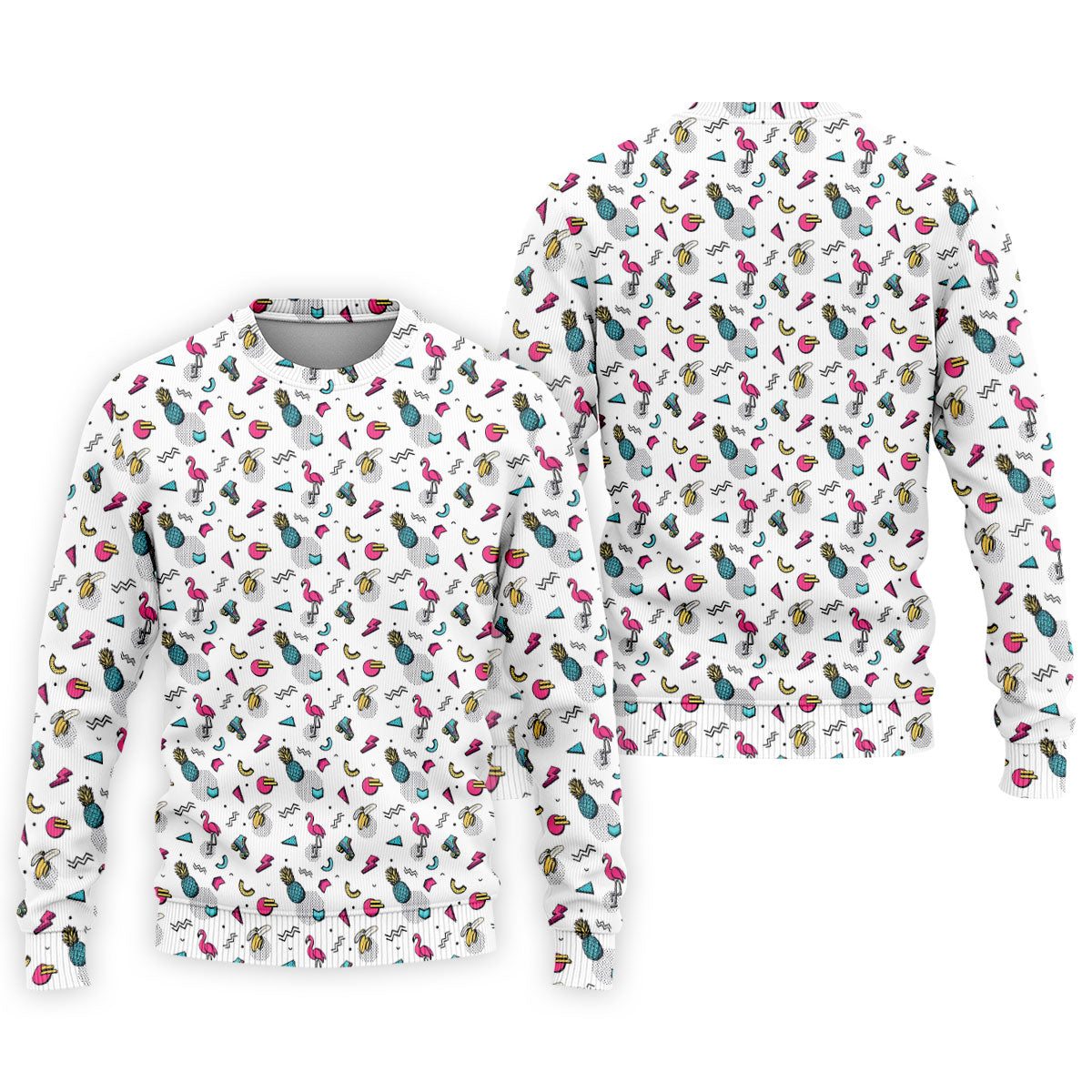 White Retro Summer Flamingo Pattern Golf Polo Shirt, Men's Golf Shirt, Golf Polo Shirts For Men