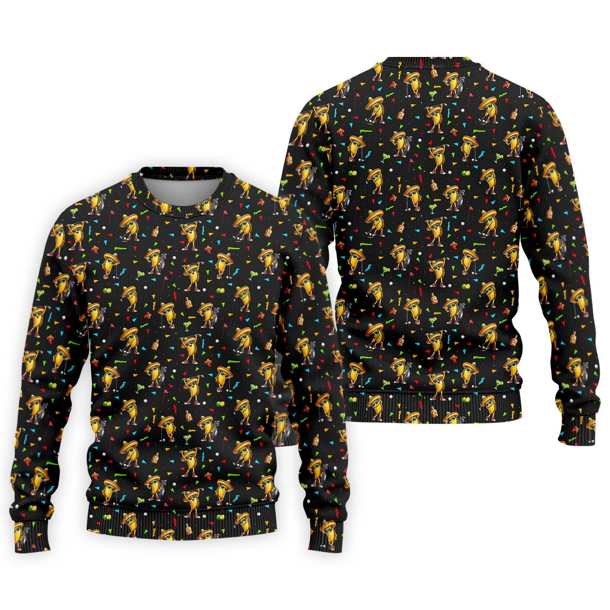 Fairway Fiesta Taco Margarita Mexico Theme Black Golf Shirt, Men's Golf Shirts, Polo Shirts For Men