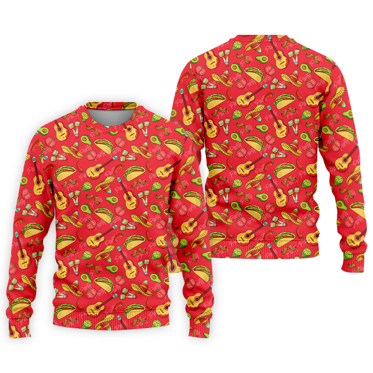 Mexican Party Seamless Pattern Red Golf Tops For Men, Cinco De Mayo Celebration Golf Shirts For Men