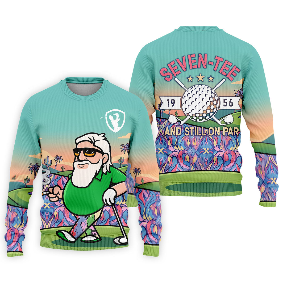 Retro Desert Bearded Golfer Men's Golf Shirt, Hawaiian Golf Shirt, Mens Golf Apparel
