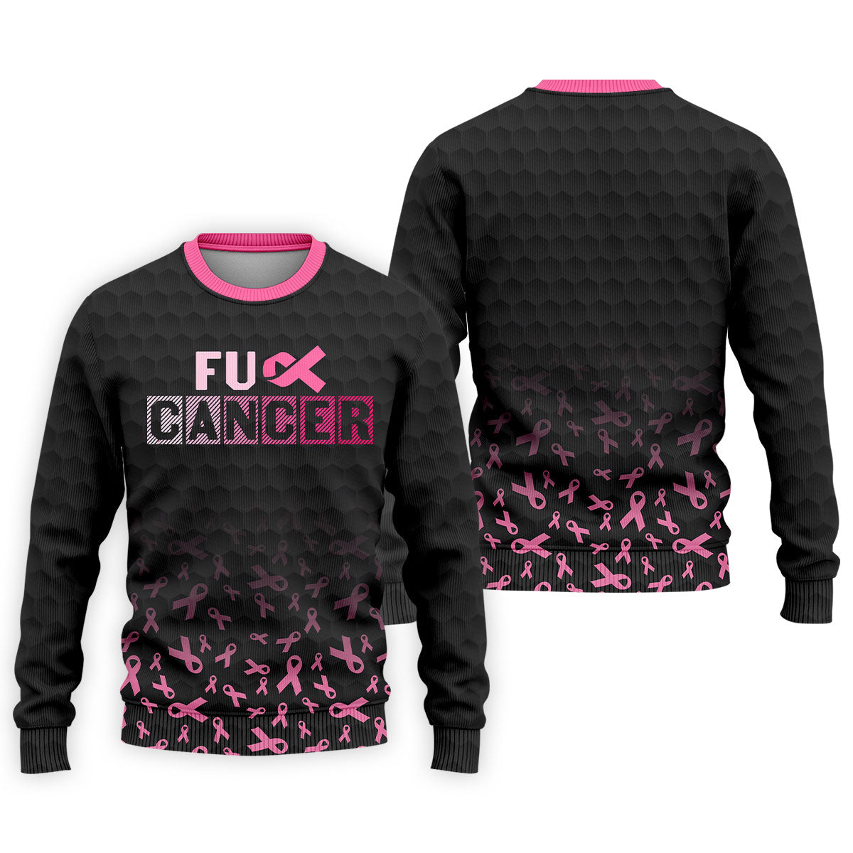 Fuck Cancer Black Pink Ribbon Breast Cancer Polo Shirt, Men's Golf Shirt, Mens Golf Polo