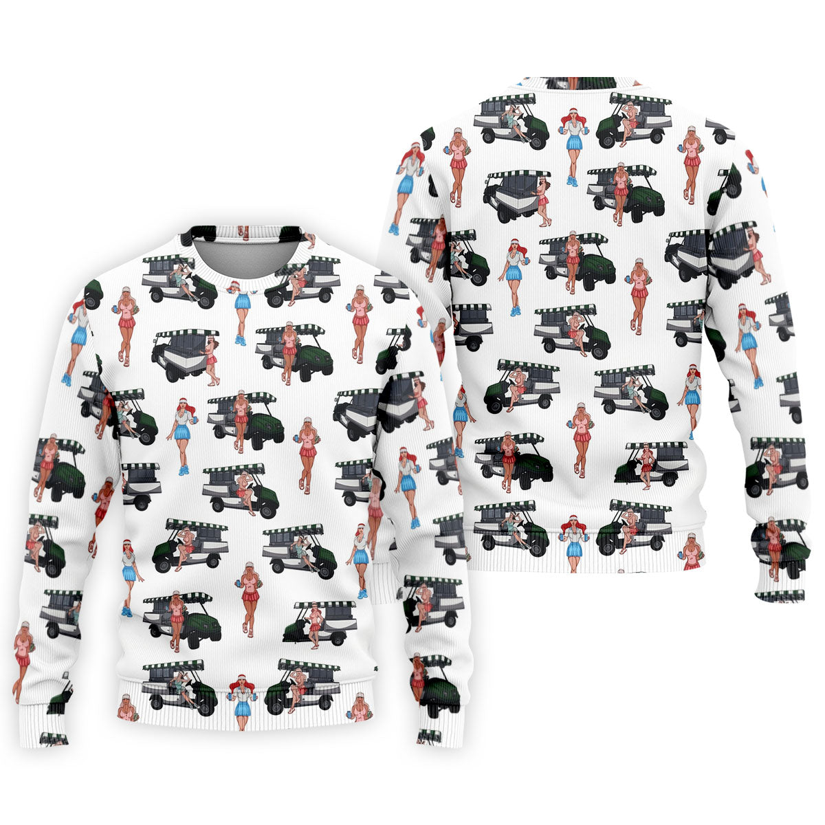Golf Cart Girls Pattern Golf Polo Shirt, Hawaiian Golf Shirt, Mens Golf Apparel