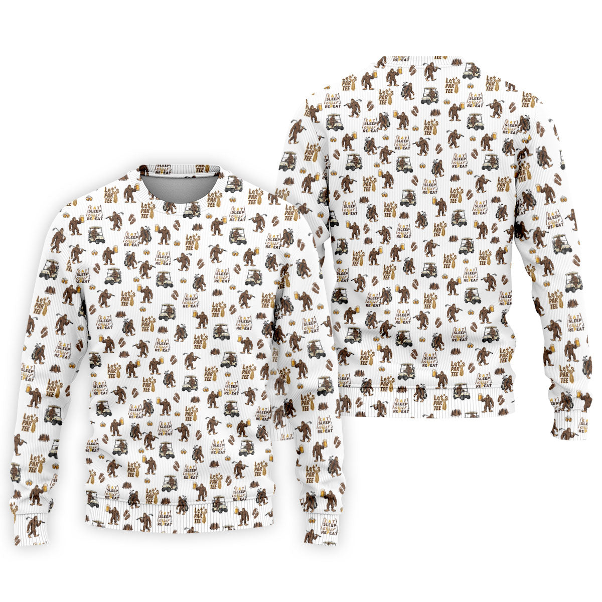 Let's Par Tee Bigfoot Golf Pattern Men's Golf Shirt, Golf Apparel For Men, Printed Golf Shirts