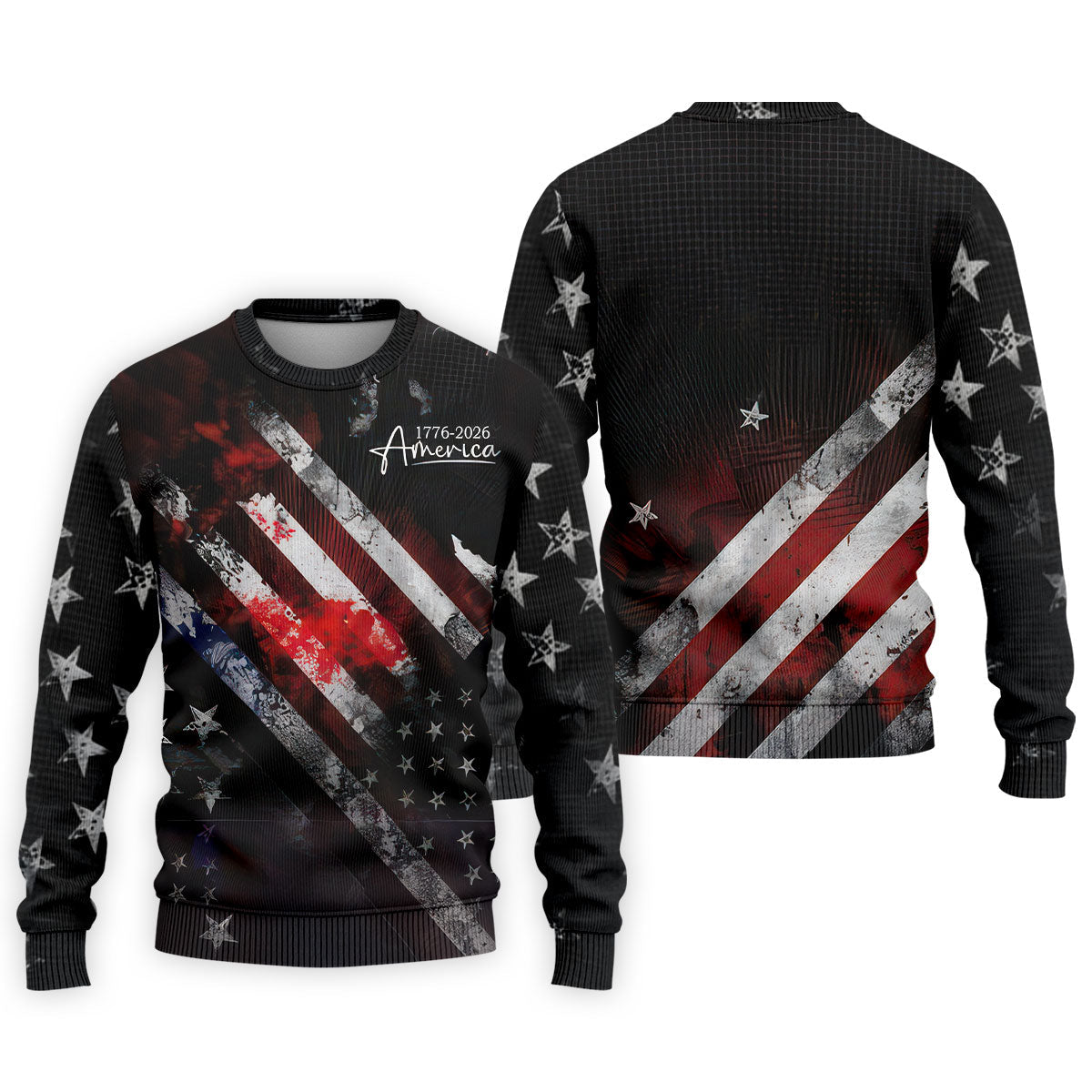 1776-2026 America Distressed Flag Black Golf Shirt, Patriotic 4th Of July Golf Shirts For Men