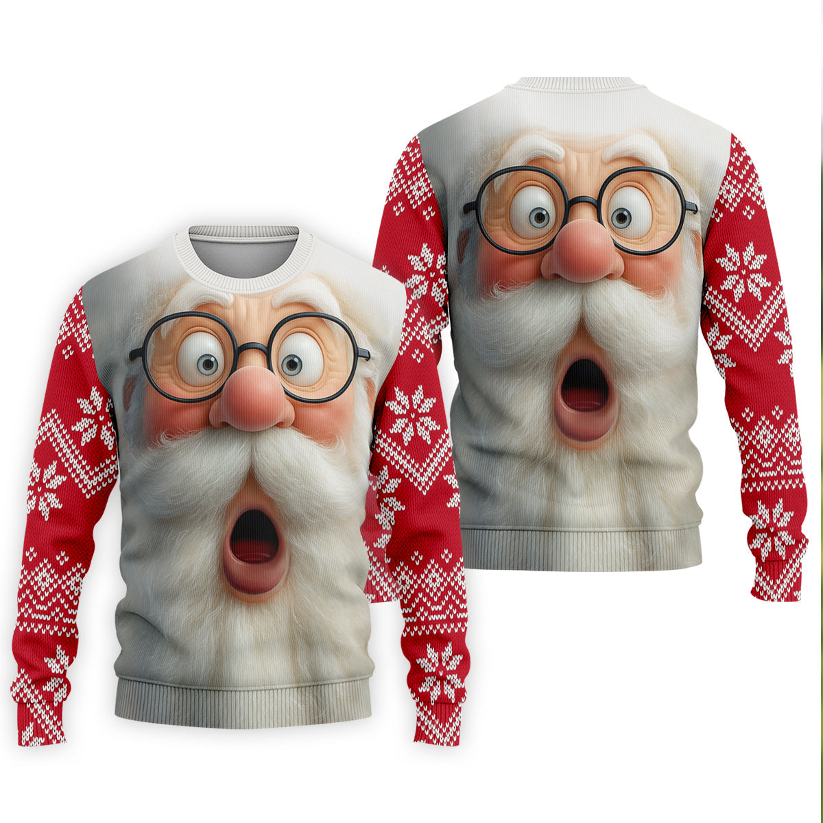 Surprised Funny Santa Claus Face Men's Golf Polo Shirts, Christmas Golf Shirt, Golf Gift For Men