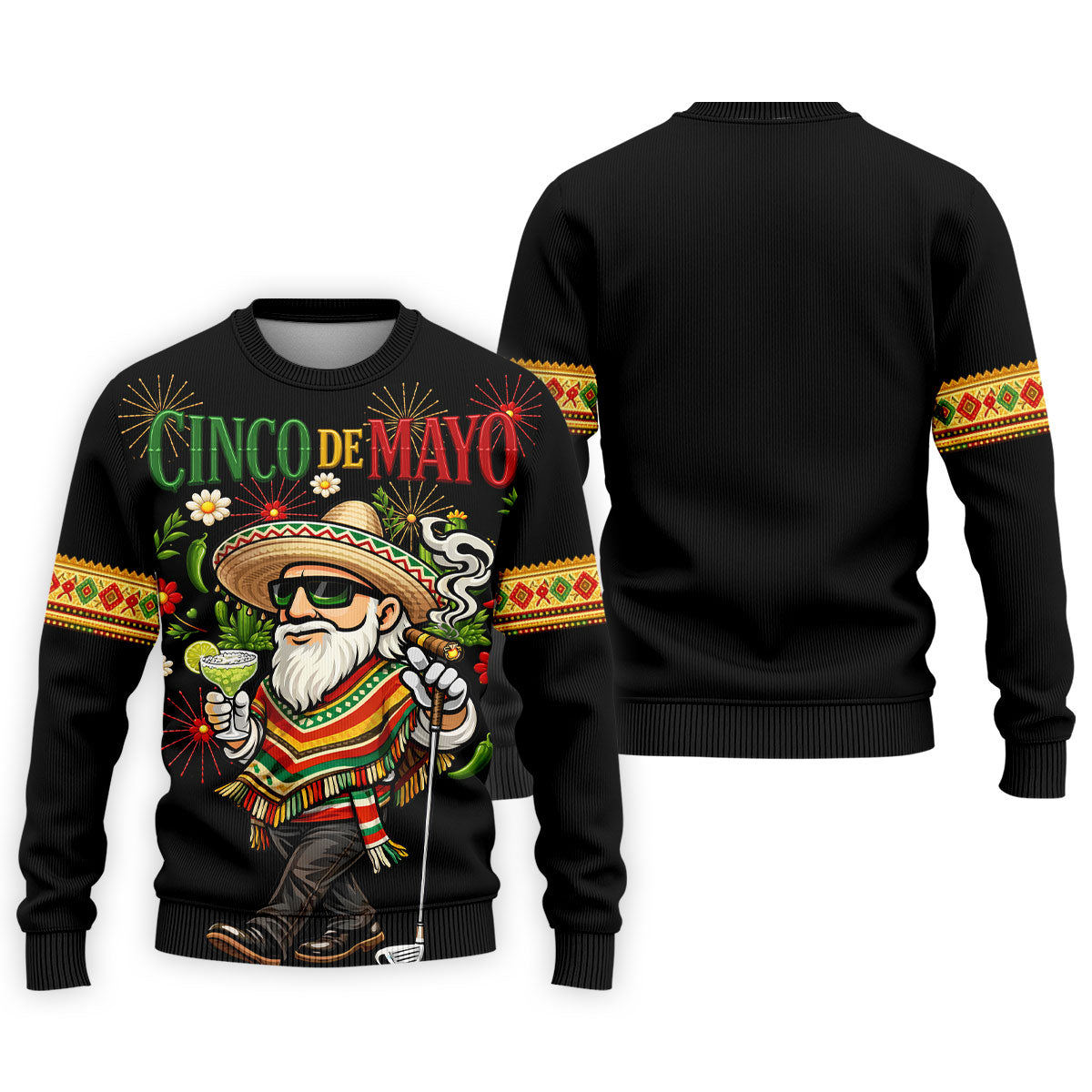 Margarita Man Cinco De Mayo Celebration Black Golf Shirt, Fiesta Theme Golf Shirts For Men