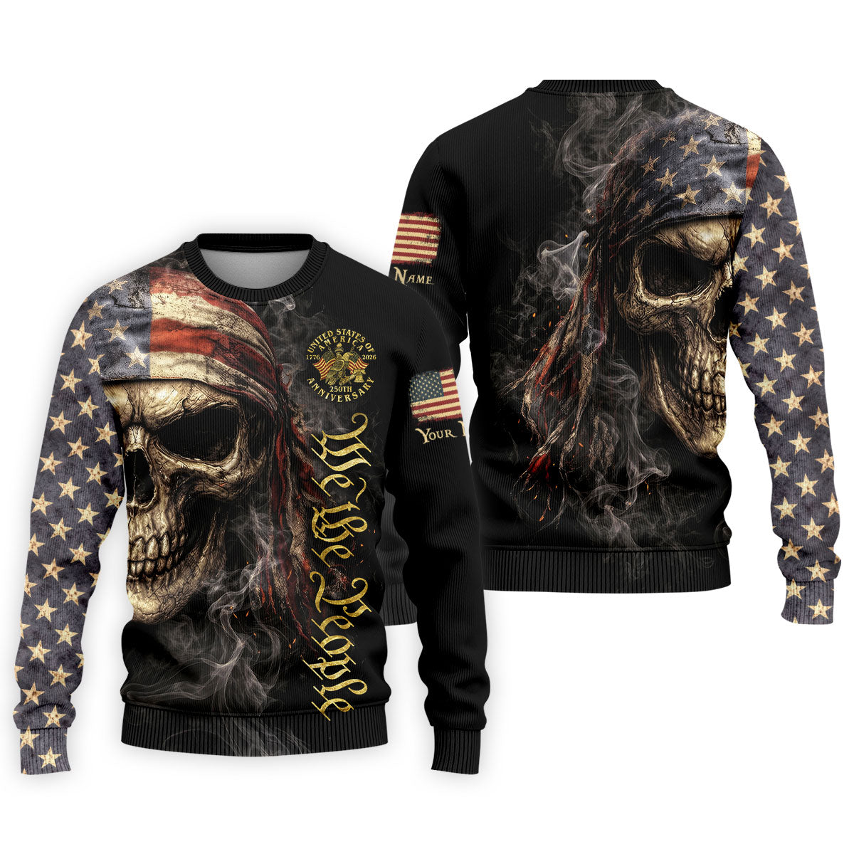 USA 250th Anniversary We The People Patriotic Skull Golf Shirt, 4th Of July Golf Shirts For Men