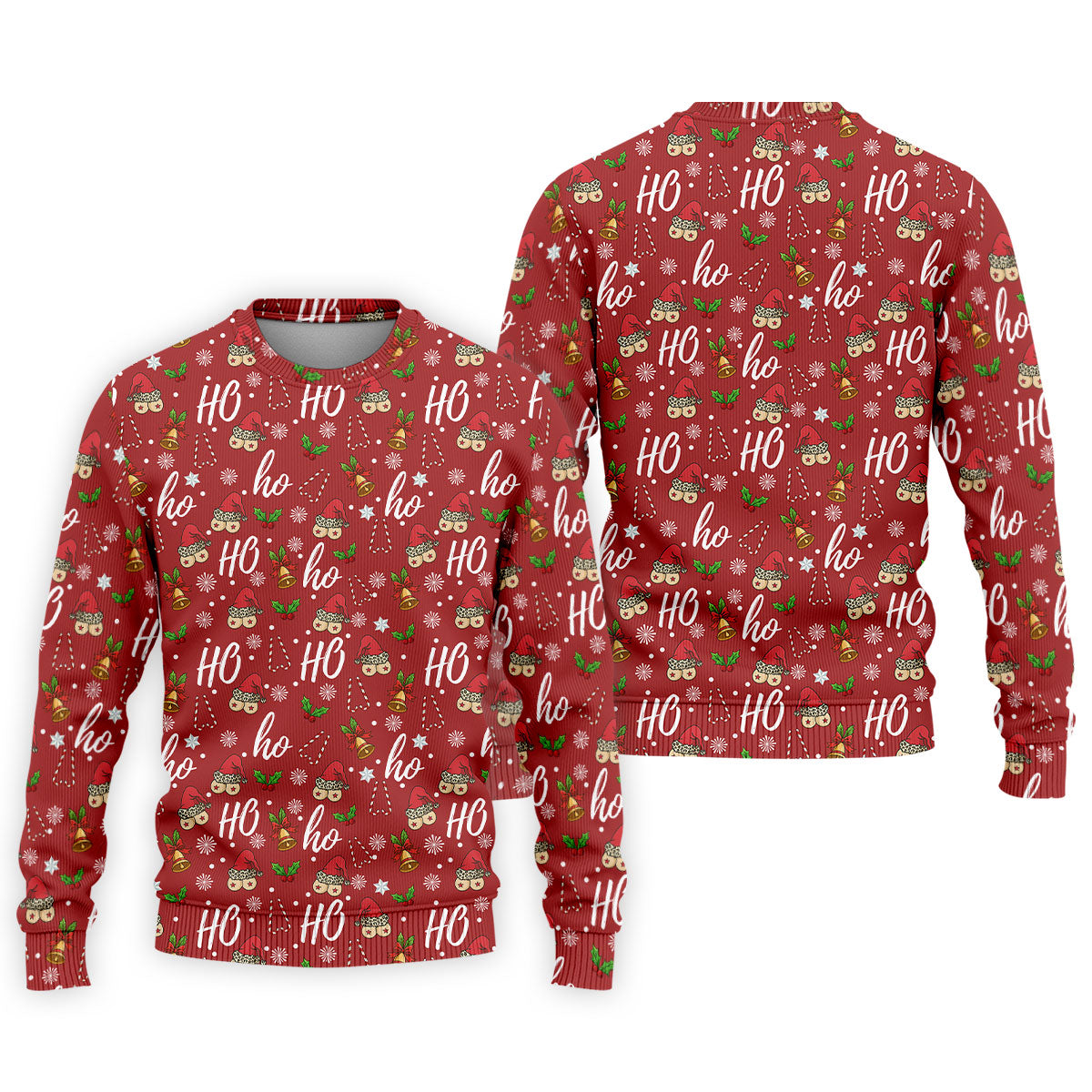 Funny Ho Ho Ho Naughty Tits Christmas Golf Shirt, Men's Funny Golf Shirts, Christmas Golf Gift