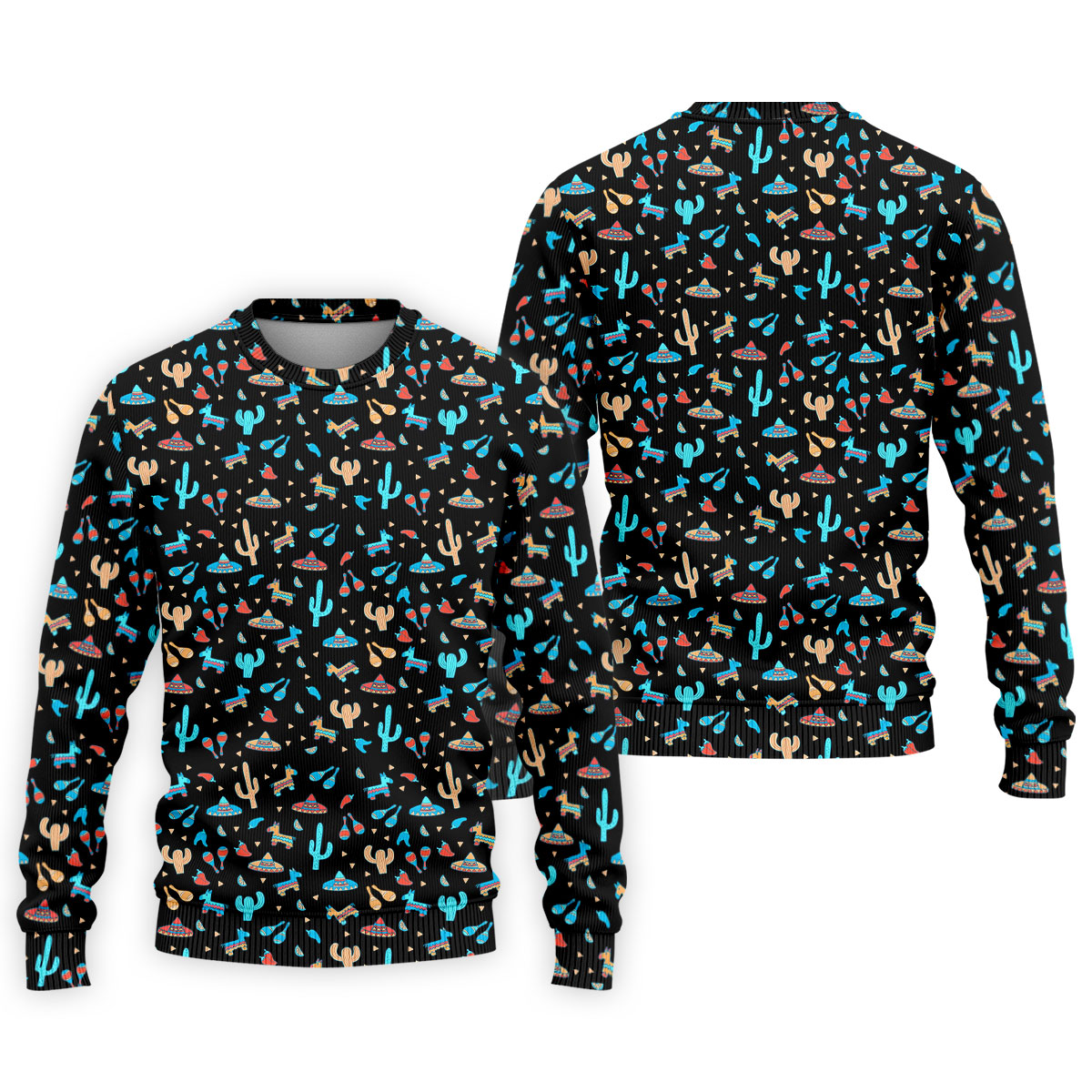 Blue And Beige Cacti Mini Pinatas Cinco De Mayo Celebration Fiesta Themed Golf Shirts For Men