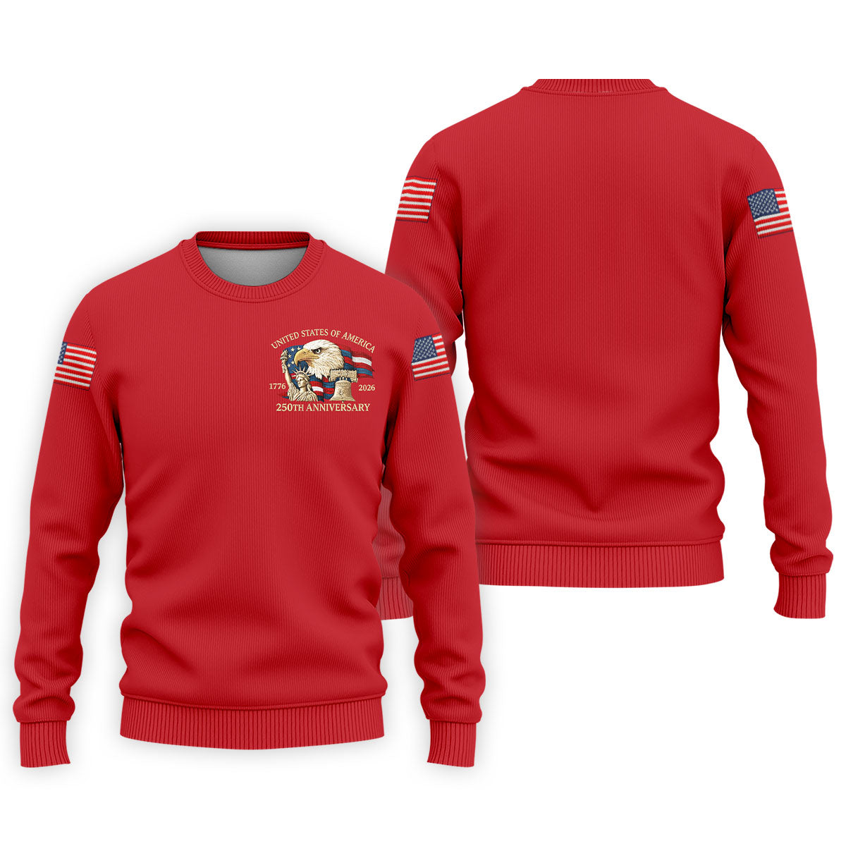 Bald Eagle American Flag 250 Years Red Golf Shirt, Patriotic 4th Of July Golf Shirts For Men