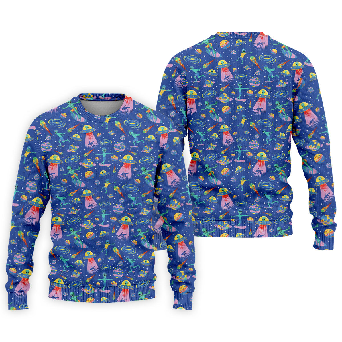 Surfing Alien Space Galaxy Hawaiian Golf Shirt, Hawaiian Golf Shirt, Golf Shirts For Men