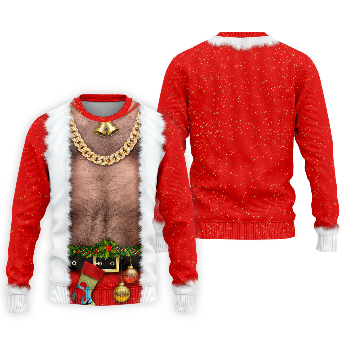 Funny Santa Gold Chain Christmas Golf Shirt, Mens Golf Polo, Golf Apparel For Men